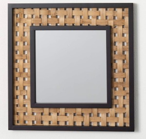 Square Mirror with Weave Inset 