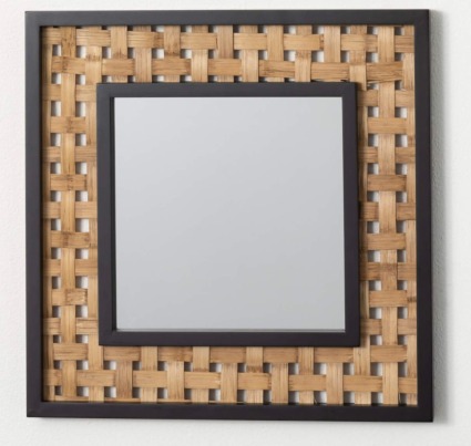 Square Mirror with Weave Inset