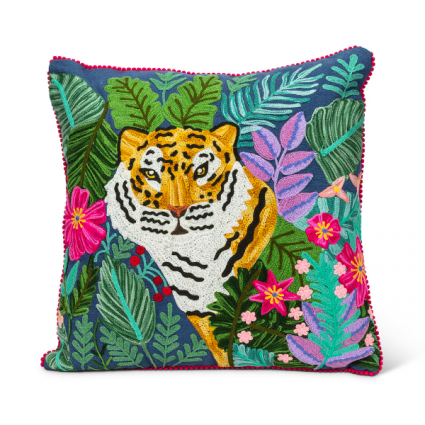 Square Tiger in Jungle Pillow 