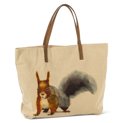Squirrel Tote cotton and leather 
