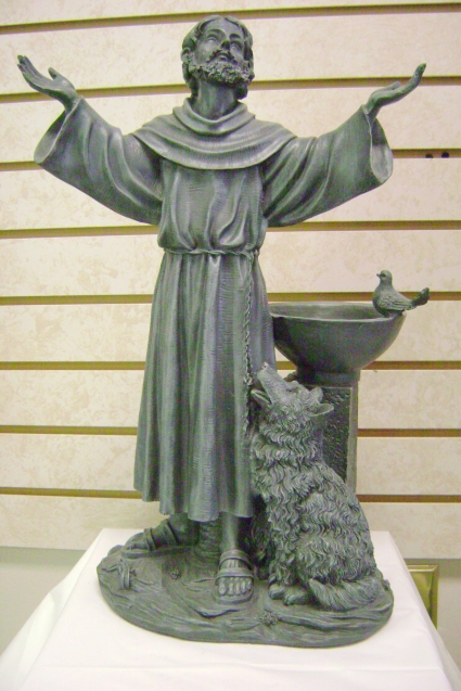 St. Francis Statue feeder Funeral Flowers