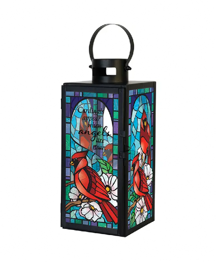 Stain glass cardinal lantern 