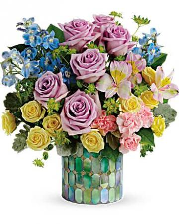 Stained Glass Blooms Mosaic Glass Cylinder