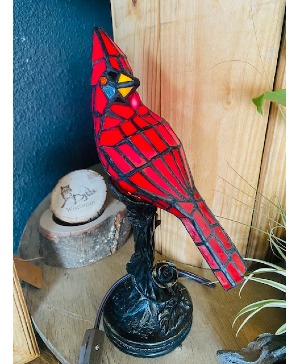 Stained-Glass Cardinal Lamp 