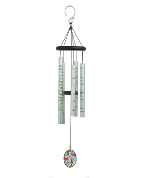 Stained Glass Windchime with Cross 