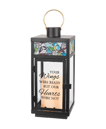 Stainglass Lantern with Birds Keepsake