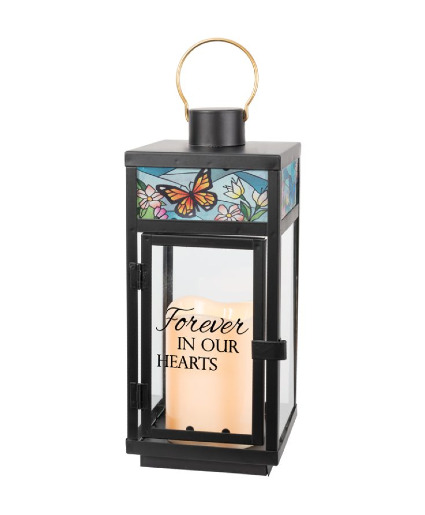 Stainglass Lantern with Butterfly Keepsake