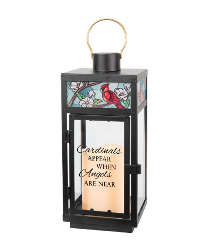 Stainglass Lantern with Cardinal keepsake