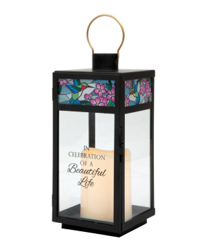 Stainglass Lantern With Hummingbird