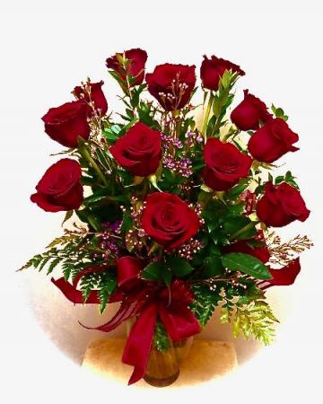 Standard Dozen Roses Vase