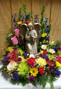 Kneeling angel with wreath Funeral