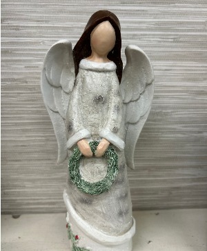 Standing Angel with Wreath Gift