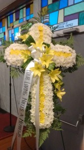 standing cross funeral arrangement