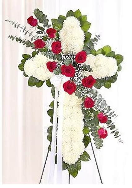 Standing Cross with Red Roses™ 