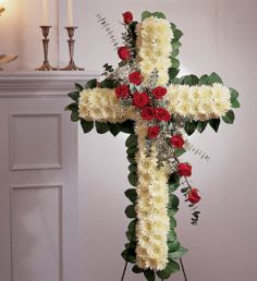 Standing Cross with Roses Beautiful and Striking Floral 