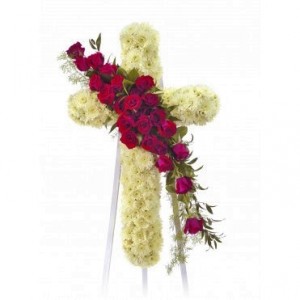STANDING CROSS WITH ROSES Funeral Flowers