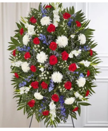 Standing Easel Spray Red White Blue  in Hagerstown, MD | TG Designs - The Flower Senders