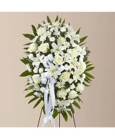Standing Easel Spray All White with Lilies 