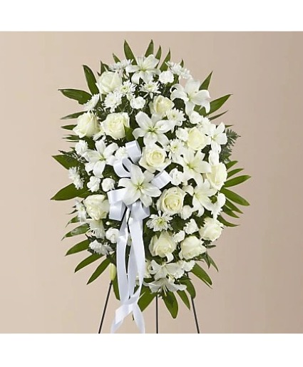Standing Easel Spray All White with Lilies