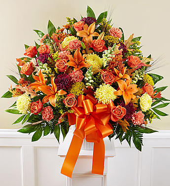 Standing Mixed Basket in Fall Colors Sympathy Flowers