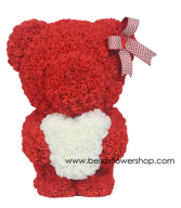 20"  Red Standing Rose Teddy Bear Hugging Heart DISPLAY BOX INCLUDED