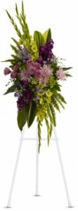 SS 10--Standing spray of mixed flowers Flowers and colors may vary