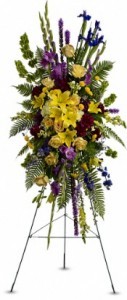 SS 7-Standing spray of mixed flowers Flowers and colors may vary
