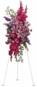 SS 8-Standing spray of mixed flowers Flowers and colors may vary