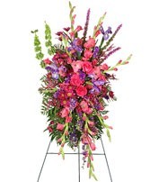 SS 6-Standing spray of mixed flowers Flowers and colors may vary