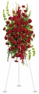 SS 3-Standing spray of roses Flowers and colors may vary