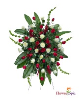 Standing Spray with Red and White Roses Sympathy Standing Spray