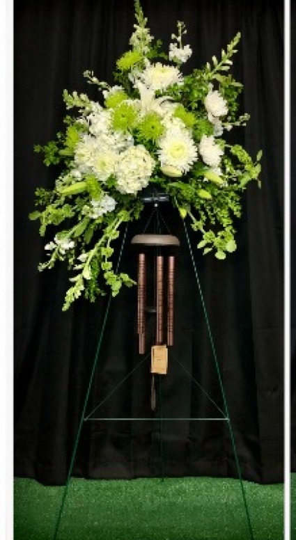 Standing Spray with Windchime funeral flowers