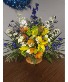 Standing table spray multi color basket floral