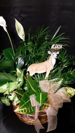 Standing Tall planter with Deer statue 