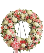 Standing Wreath- White & Pink Standing Wreath 
