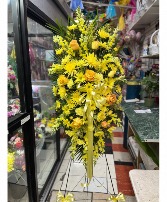 Standing Yellow Spray   Funeral Piece 