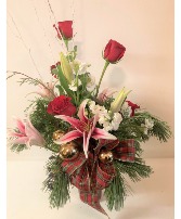Star and Roses Red Holliday Vase