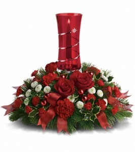EXCLUSIVELY AT FLOWERS TODAY FLORIST Star Bright Glass Hurricane Centerpiece