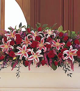 Stargazer Lily and Roses Casket Spray in Mechanicsburg, PA | Garden Bouquet Stargazer Lily and Roses Casket Spray in Mechanicsburg, PA | Garden Bouquet