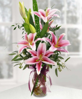 Stargazer Lily Love Vase Arrangement