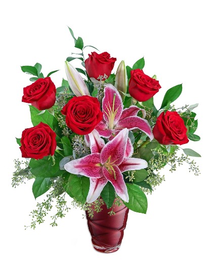 Stargazer Rose Swirls Flower Arrangement