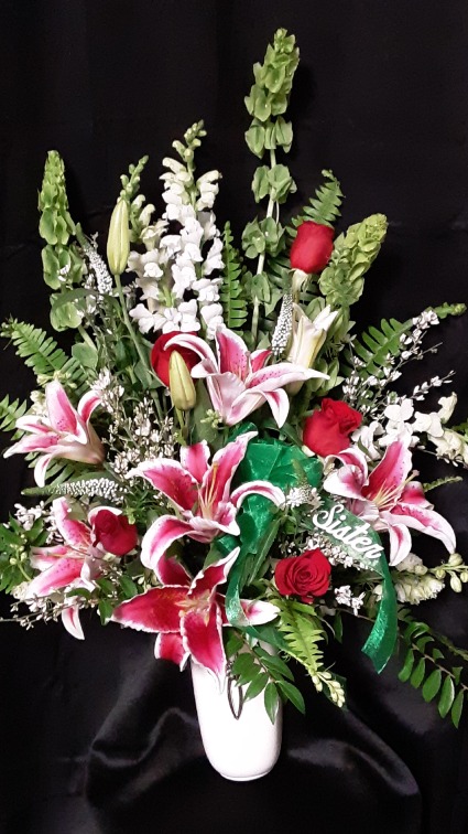 Stargazing cross vase arrangement