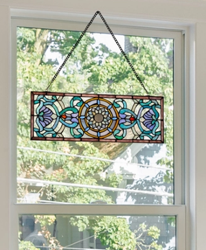 Starla Rectangular Stained Glass Pub Window Panel Stained Glass