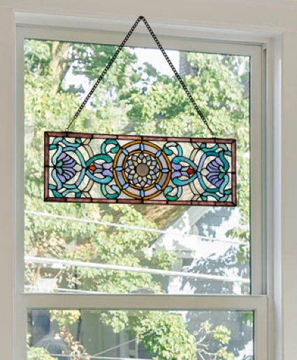 Starla Rectangular Stained Glass Pub Window Panel Stained Glass