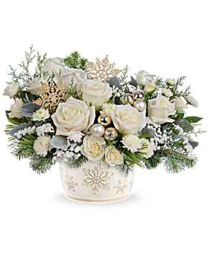 Starry Snowflakes Bqt Floral Centerpiece