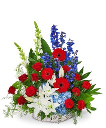 Stars and Stripes Forever Basket Sympathy Arrangement