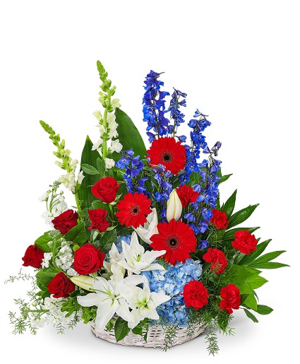 Stars and Stripes Forever Basket Sympathy Arrangement