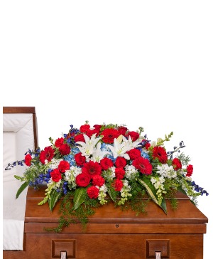 Stars and Stripes Forever Casket Spray Sympathy Arrangement