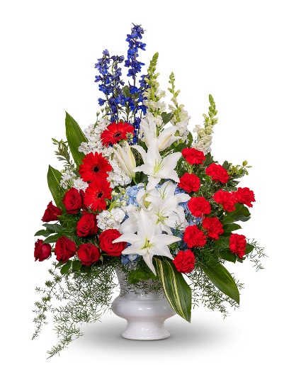 Stars and Stripes Forever Urn Sympathy Arrangement