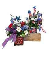 Stars and Stripes Fresh Arrangement with Scented Candle